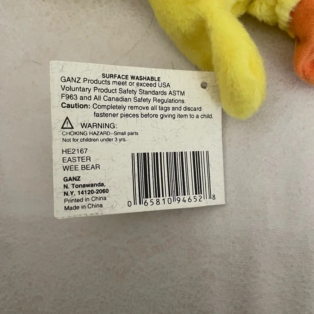 Vintage Ganz Easter Wee Bear Village Quacks In A Duck Costume 1996 Stuffed Plush - Picture 8 of 8